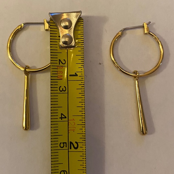 Gold Hoop Earrings w/Dangle - Picture 4 of 5